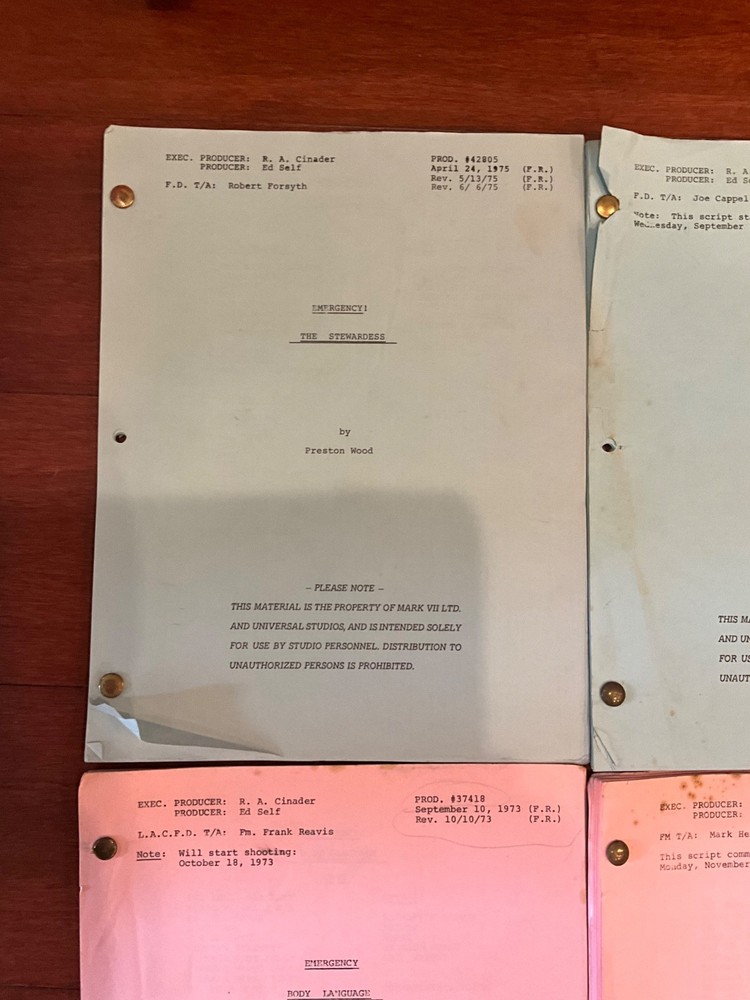 Original EMERGENCY scripts *choose 3* Randolph Mantooth - Kevin Tighe