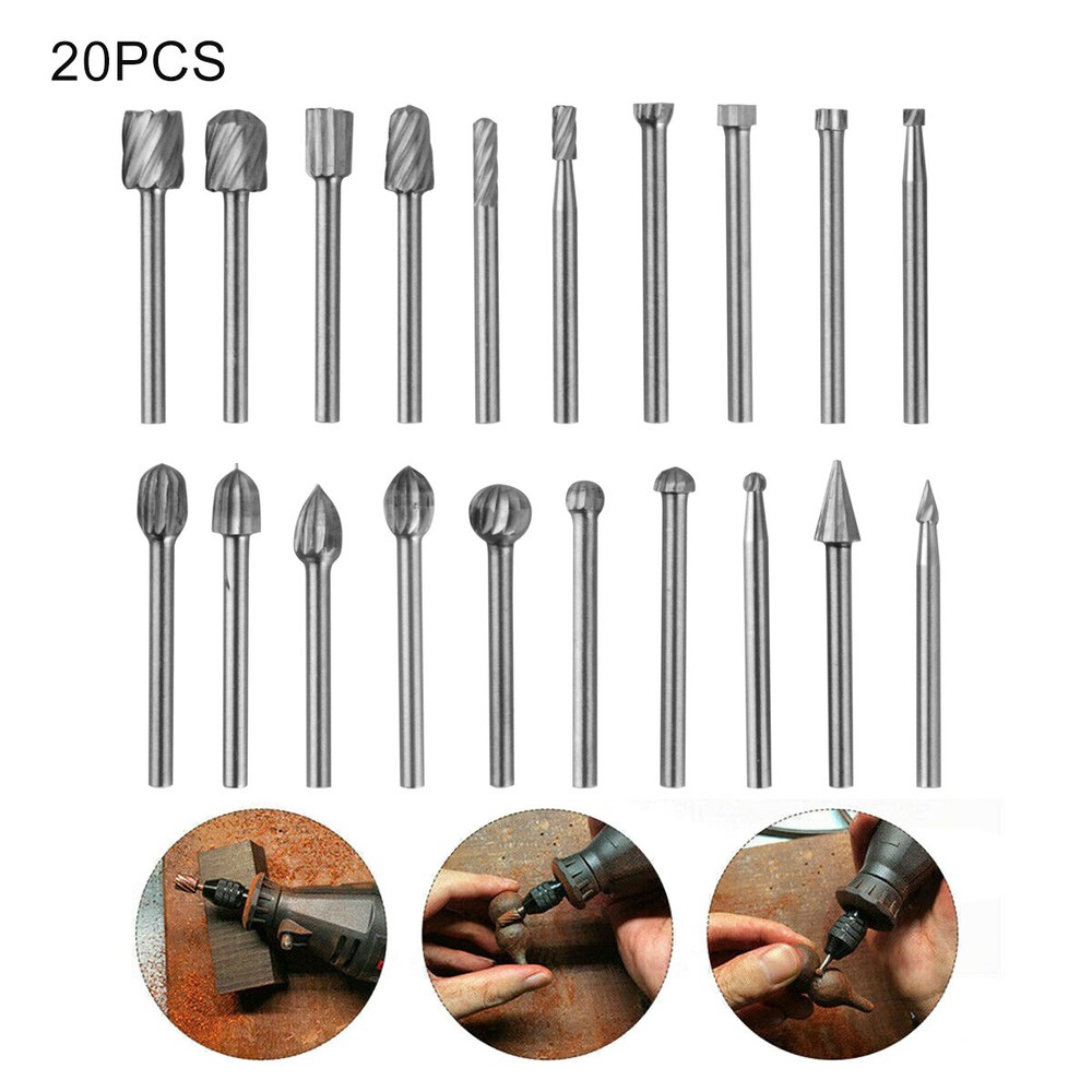 20Pcs Diamond Burr Bits Drill Set Rotary Multi Tool Accessories Kits For Dremel*