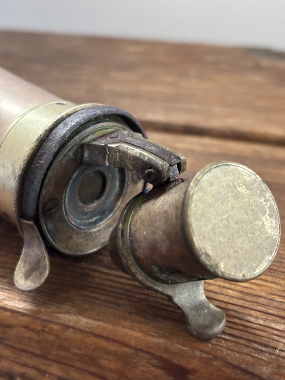 Antique Civil War Period James Dixon Black Powder Brass Copper Flask Horn