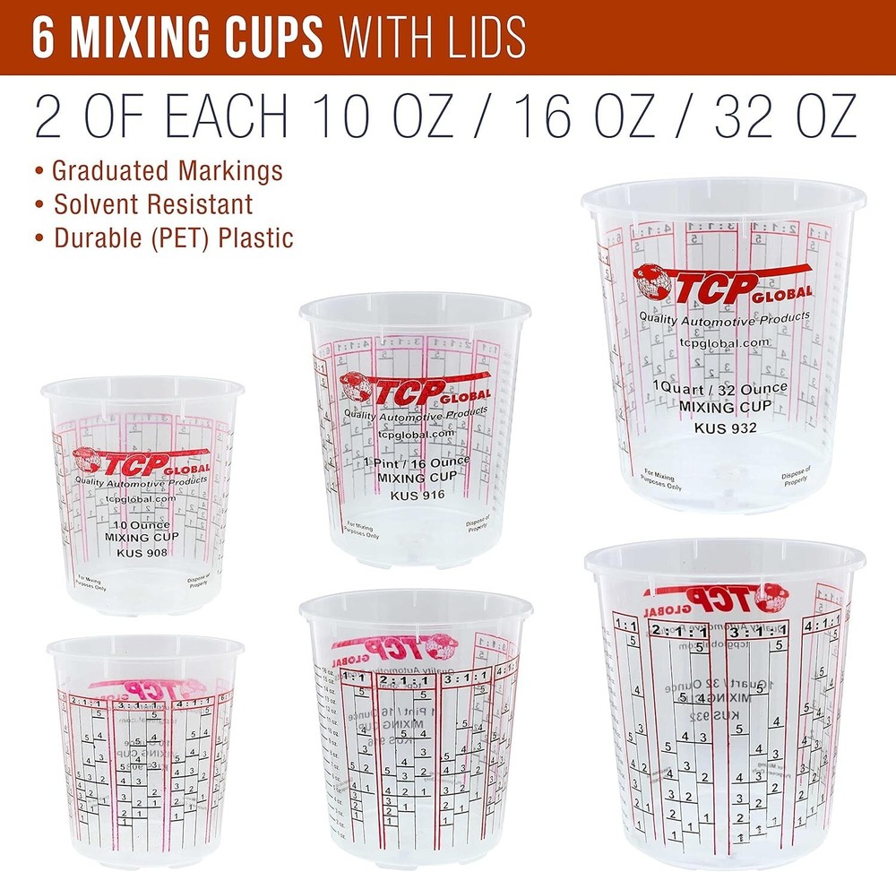 Versatile Paint Mixing Essentials in Durable Cups - 12 Piece Comprehensive Kit