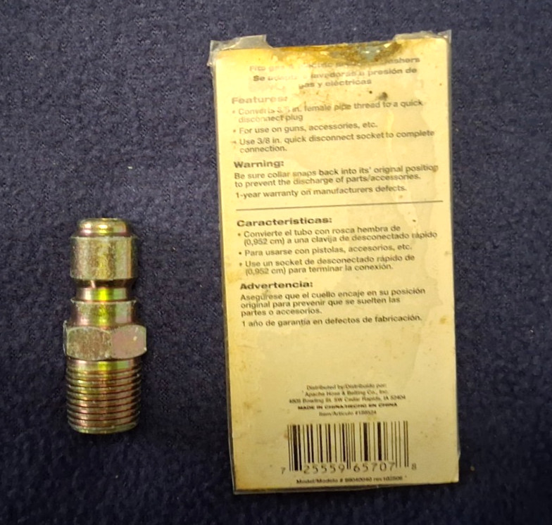 Precise Fit 3/8" Quick Disconnect Plug Item# 189524
