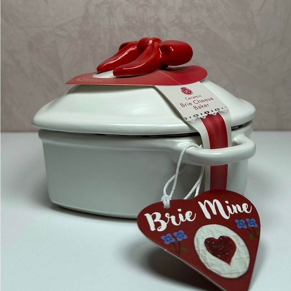 Heart-Shaped Brie Cheese Baker with Red Bow