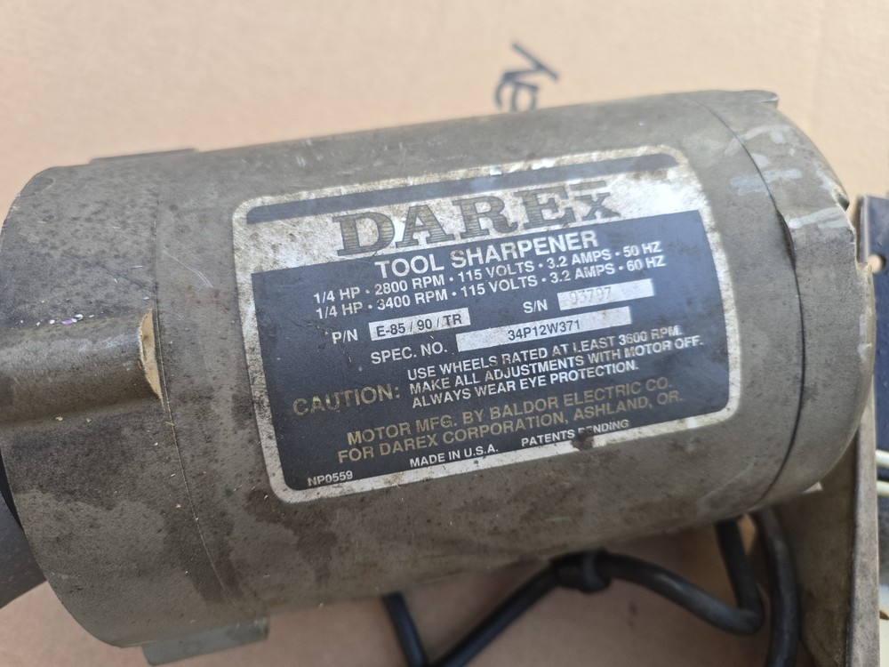 DAREX E-90 PRECISION ENDMILL SHARPENER MOTOR SETUP