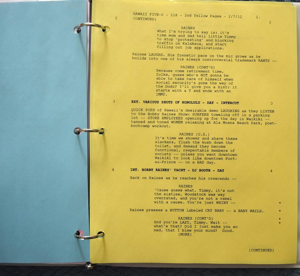 2012 Hawaii Five-O "Lekio" Original Script + Shooting Schedule
