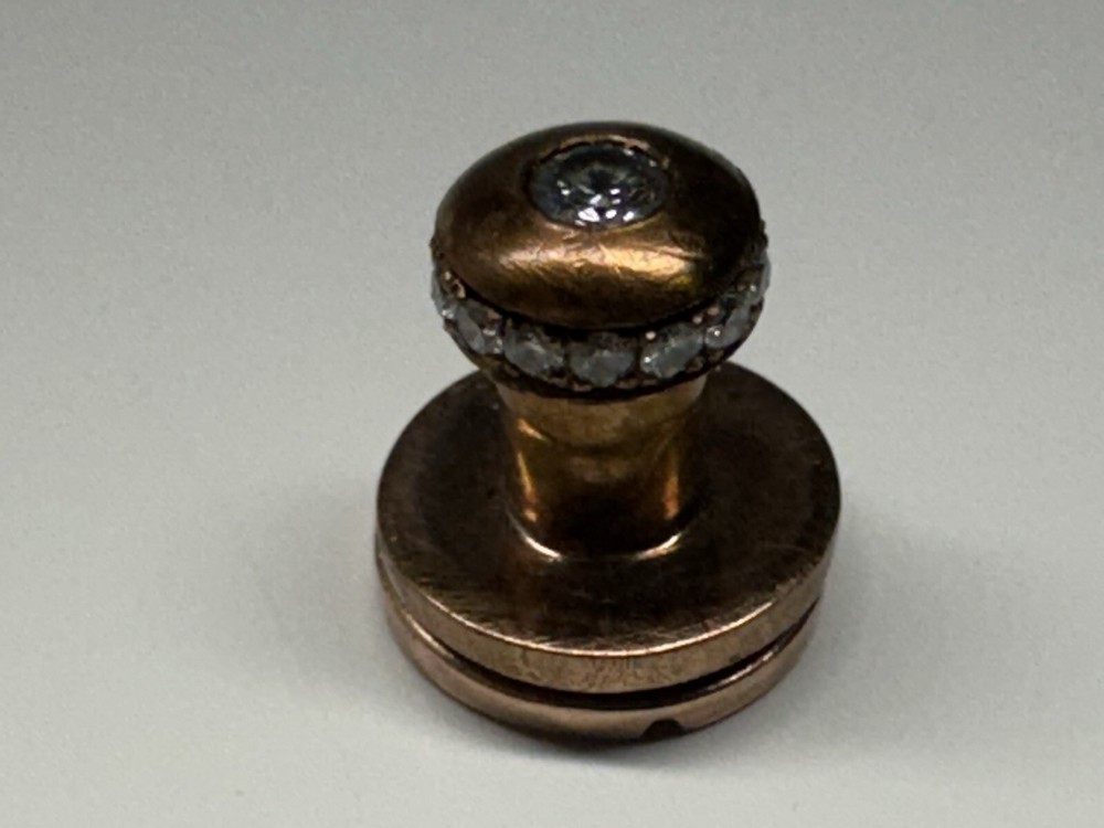 10 karat solid rose gold & diamond button handmade in usa