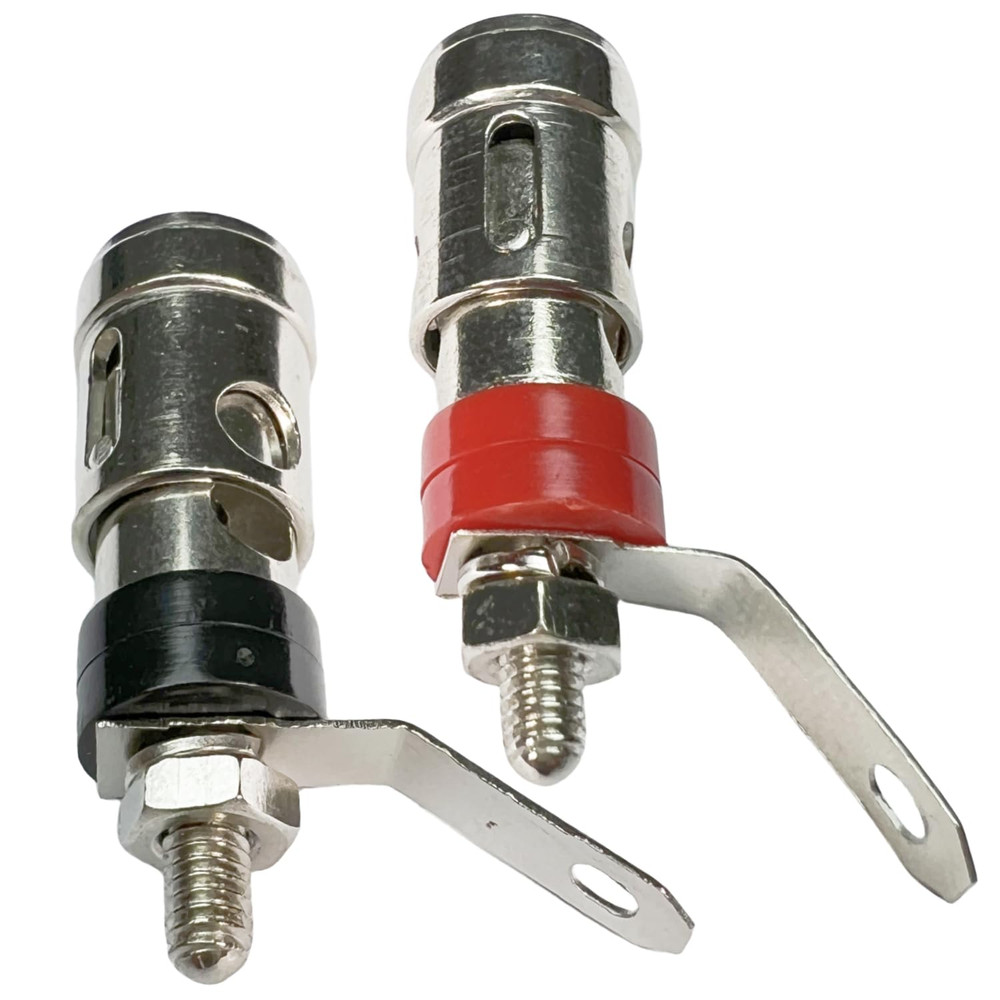 4-Pack Speaker Binding Post Terminals – Spring Loaded Banana Plug Jack Red/Black