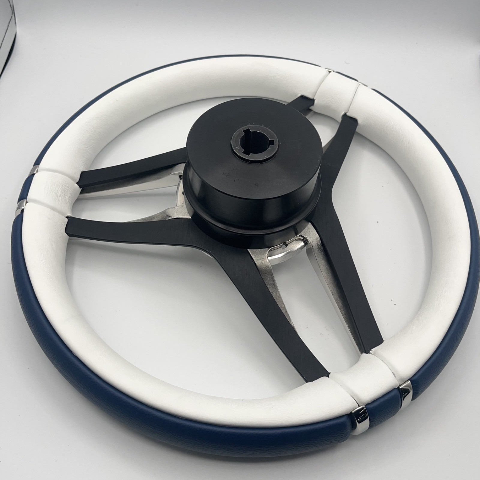 Cobalt Boat Steering Wheel Stainless Steel Spoke Leather Rim | Cobalt Boats Logo