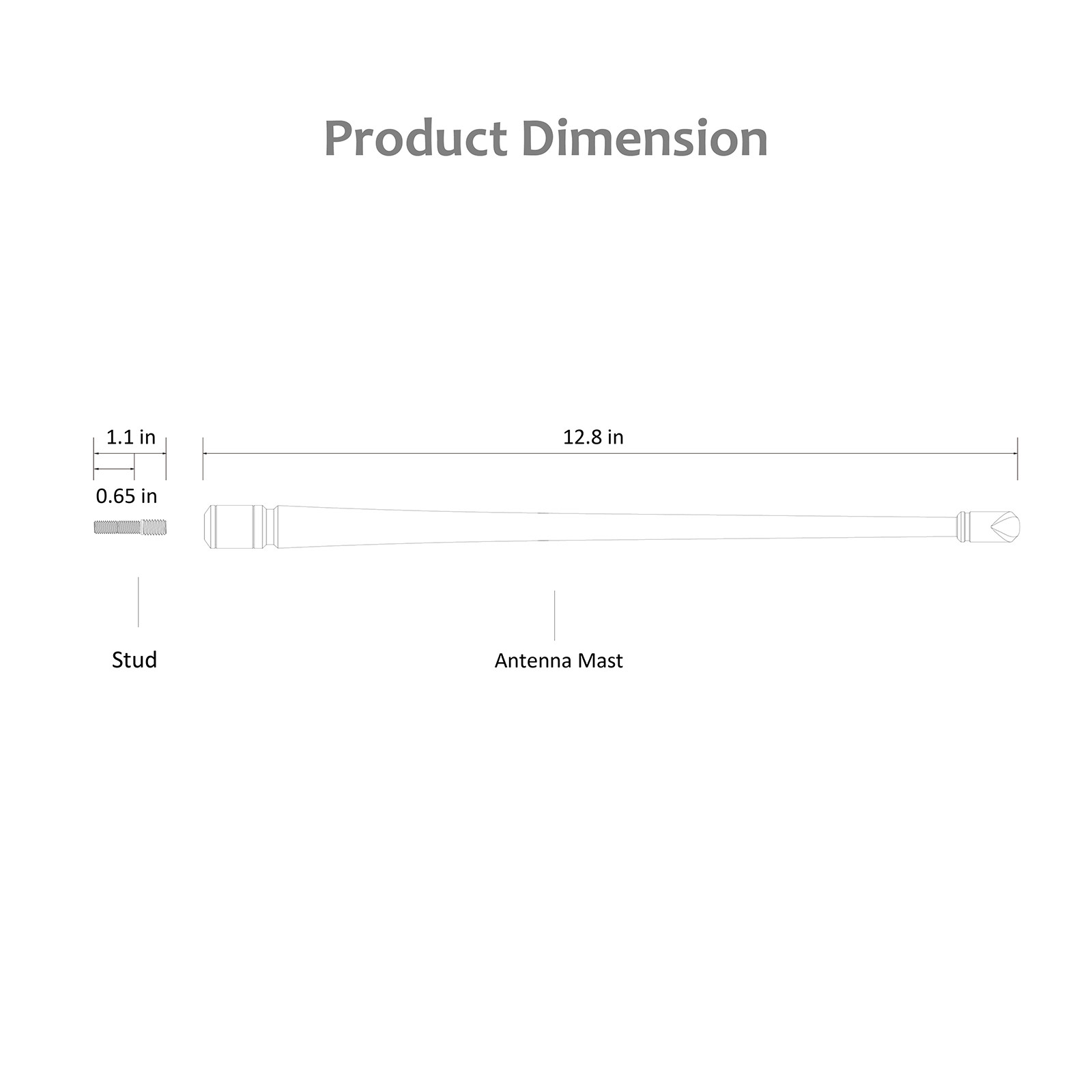 Rydonair 13" Radio Antenna Mast Short Replacement for Toyota Tundra 2014-2022