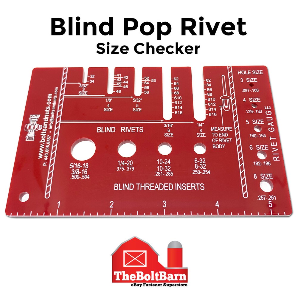 Blind Pop Rivet & Rivet Nut Size Checker Gauge