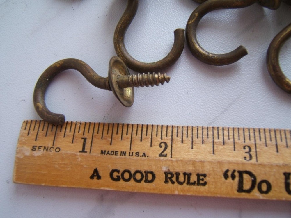 12 VINTAGE BRASS CEILING or CUP HOOKS 2 DIFFERENT STYLES
