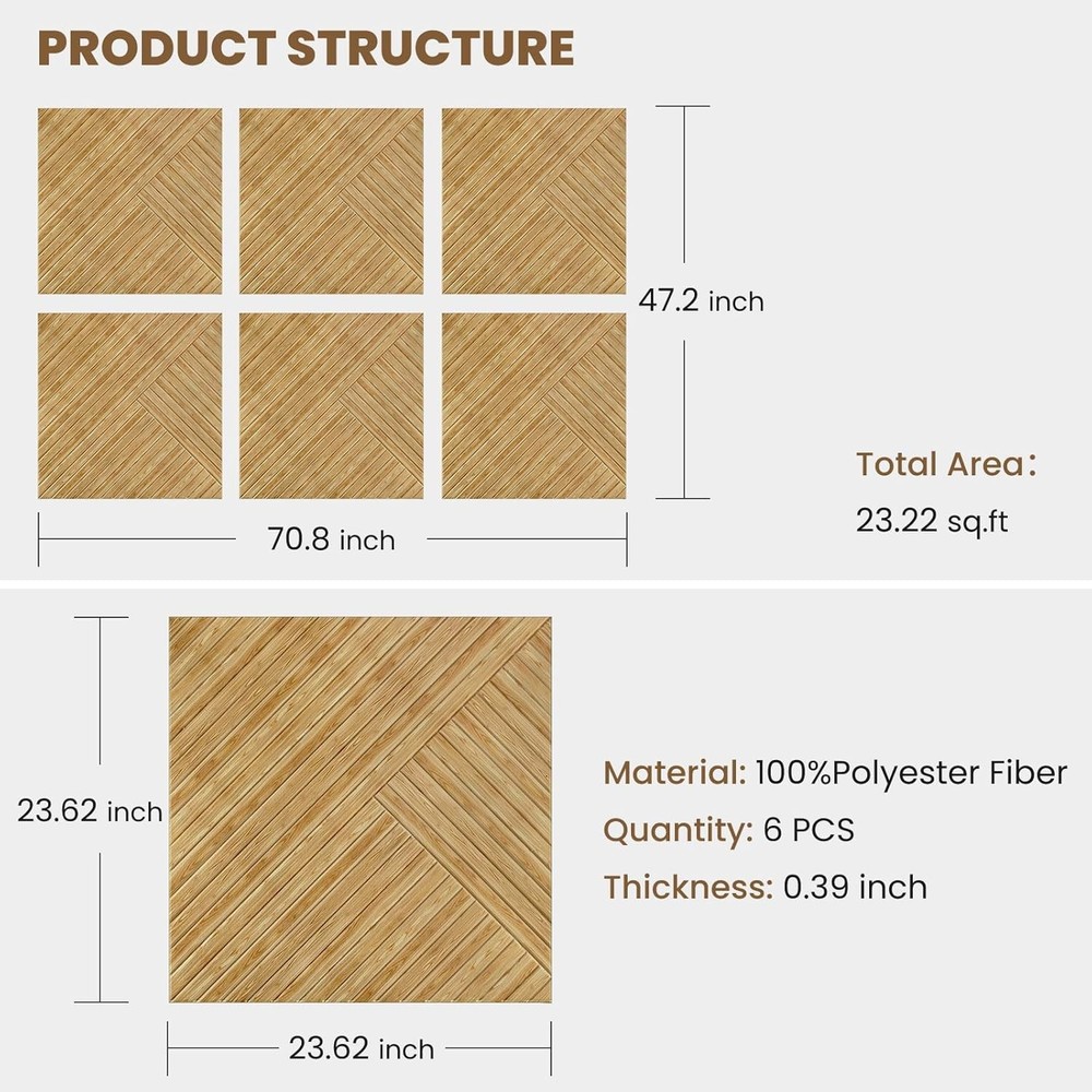 6 Pack Soundproof Wall Panels Self Adhesive