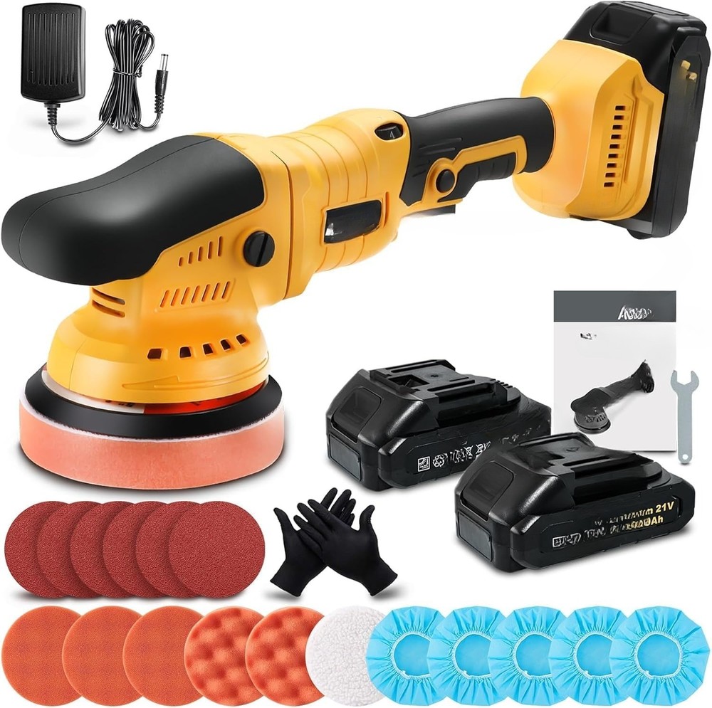 Wireless Car Polisher Kit, Includes 2 x 2000mAh 21V Batteries