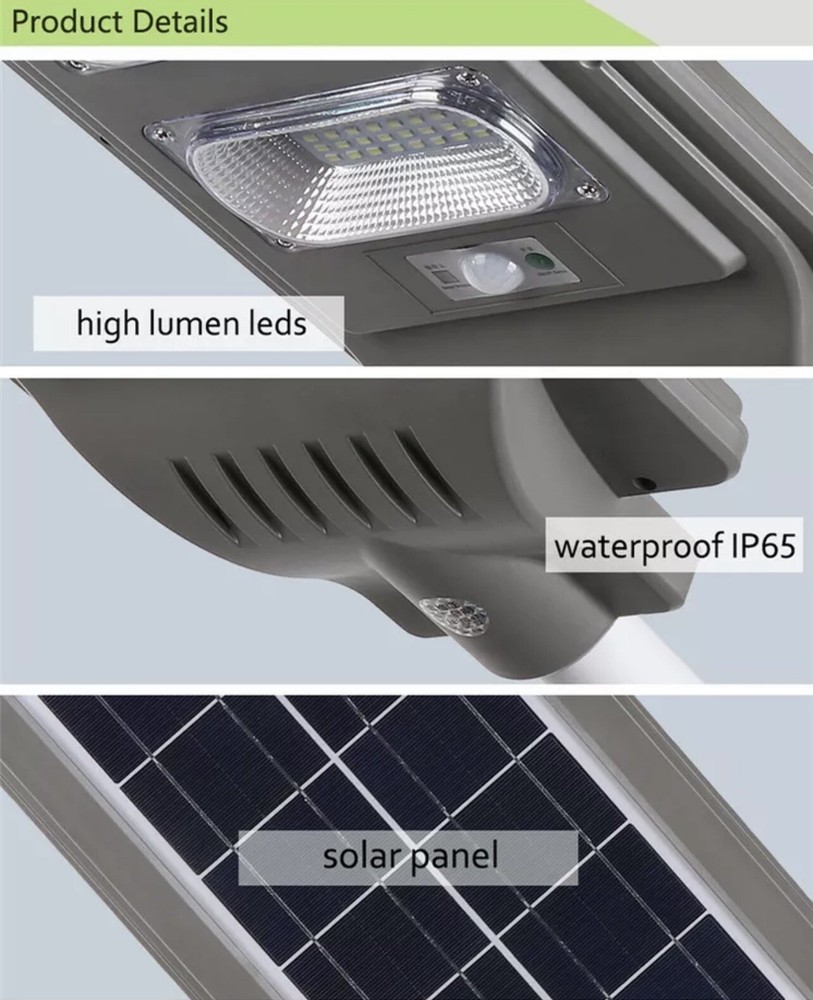 60W LED Street Light with Solar Panel with IP65 Remote Control
