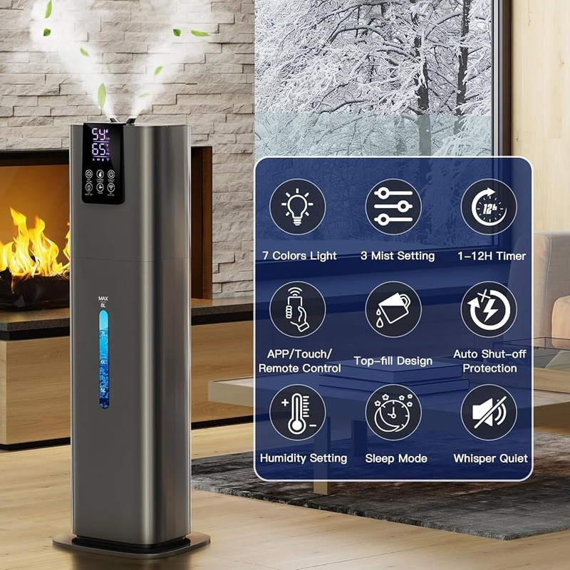 Smart App Control Humidifier 8L Capacity Essential Oil Diffuser 360° Nozzle New