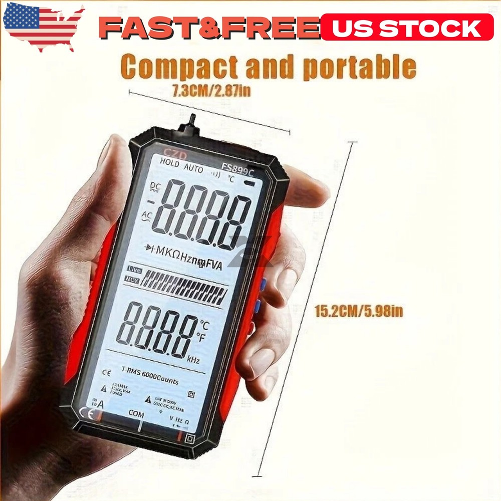 New Rechargeable Digital Multimeter FS899C - Electrical & NCV Testing US