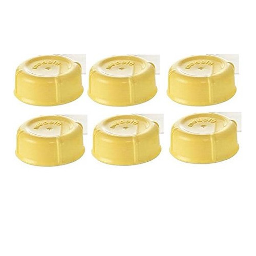 6 Medela Solid Lids - Yellow solid cap bottle lid for Medela Bottles