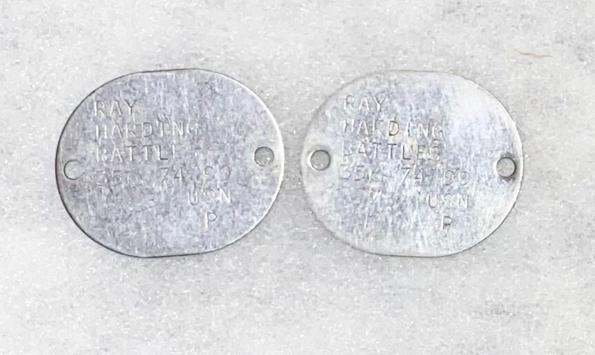 WWII Set USN Ray Battles Dated Dog Tags