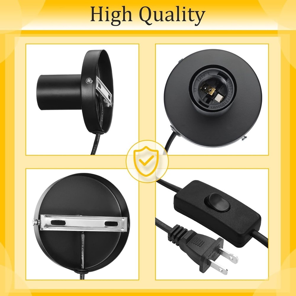 2 Pcs Polished Metal Desktop Lamp Base E26 E27 Screw Light Bulb Holder Socket...