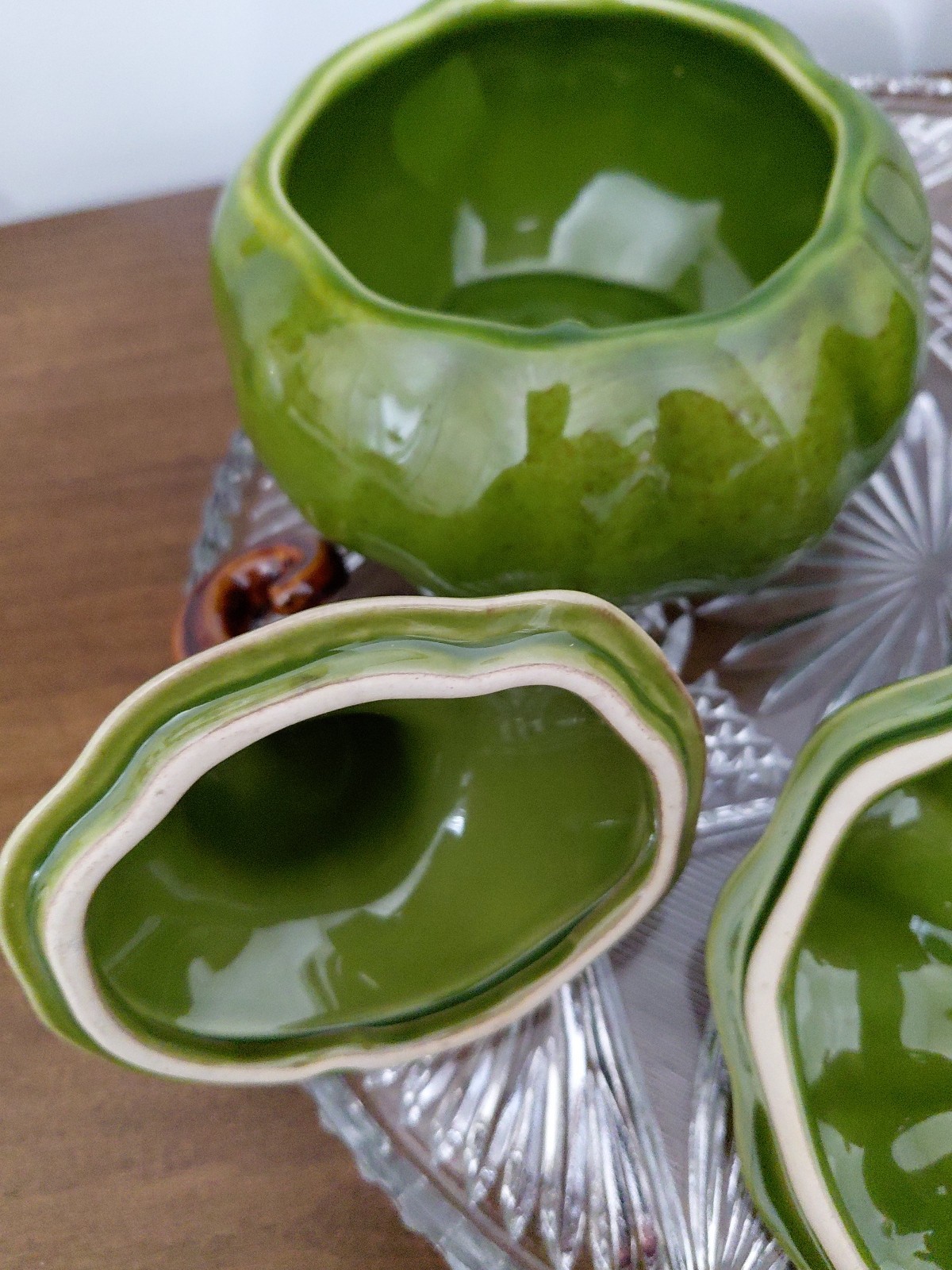 Set of 2 WILLIAMS SONOMA Ceramic Green Pumpkin & Gord W/Lids