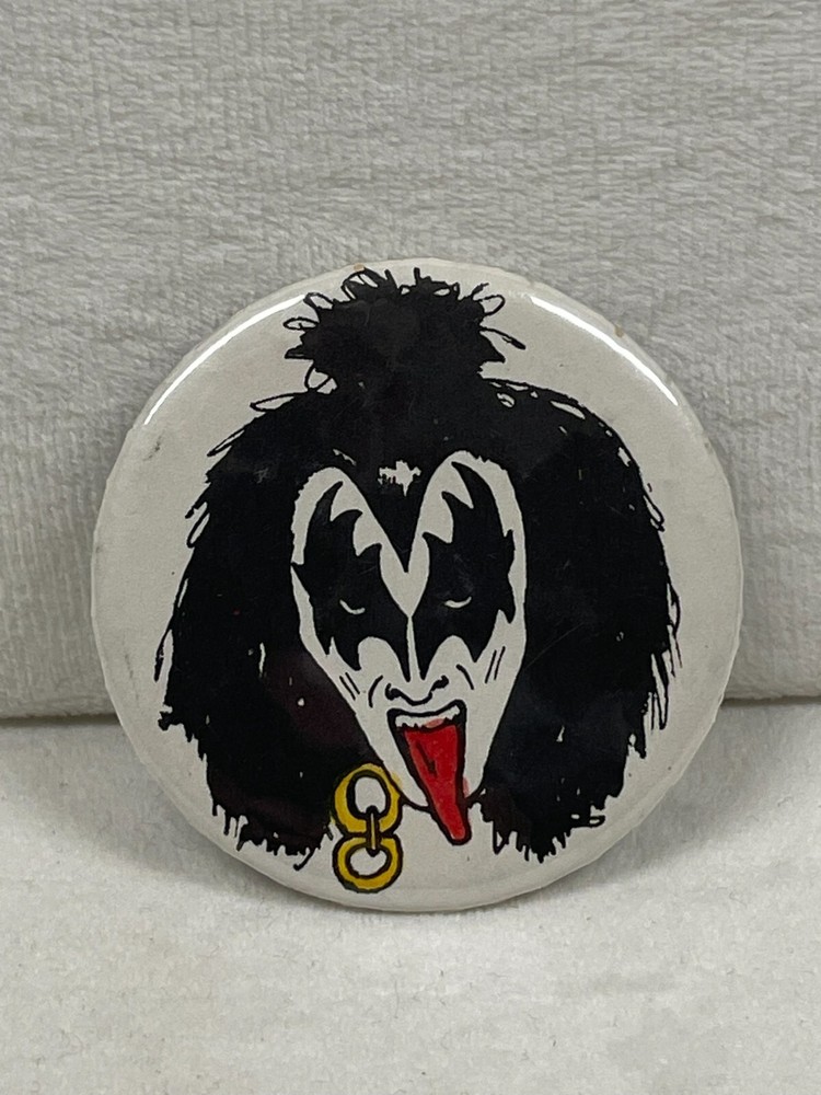 KISS ORIGINAL VINTAGE PIN Back Button Rare 2 1/4"" GENE SIMMONS