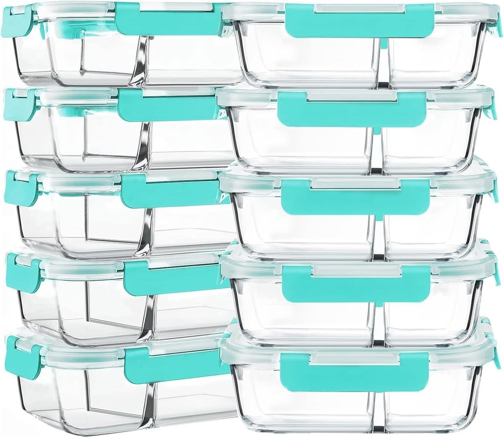 Stackable 30 Oz Borosilicate Glass Containers - 10-Pack for Meal Prep