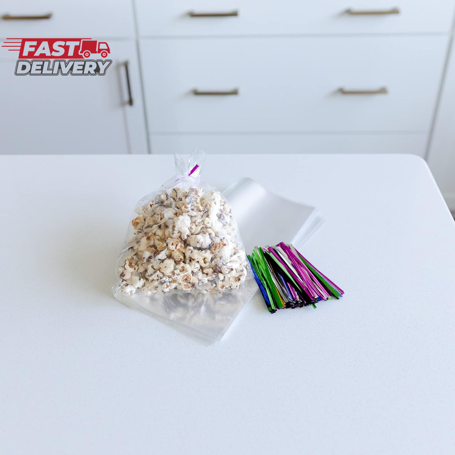 TATTI 200 Pack Clear Cellophane Bags for Favors - Transparent Goodie Bags, 4X9 I