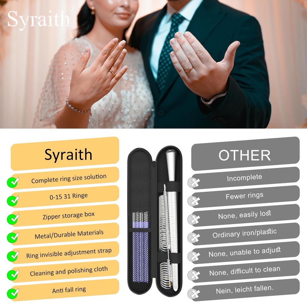 Ring Sizer Measuring Tool Metal Combination Suit for Finger Sizing Silvery