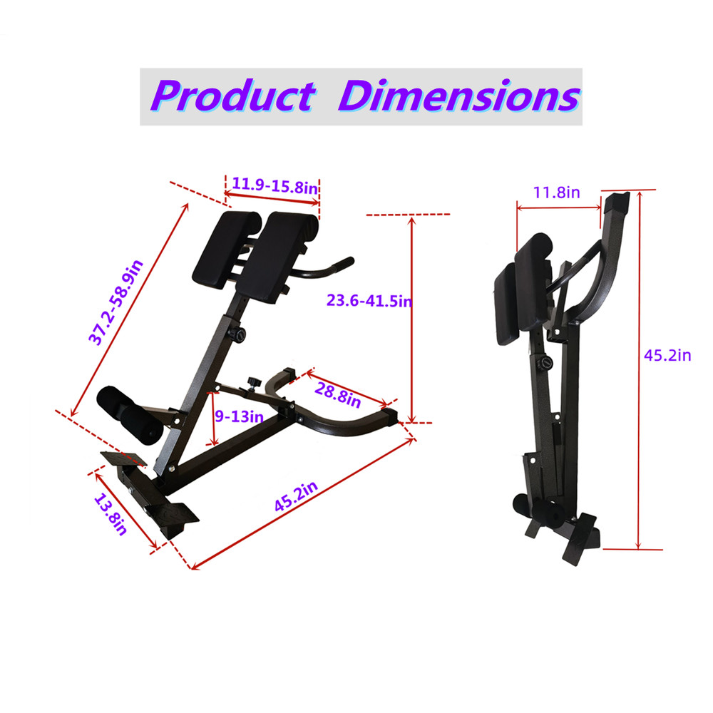 Roman Chair Adjustable Back Hyperextension Bench Machine Multi-Functional Bench