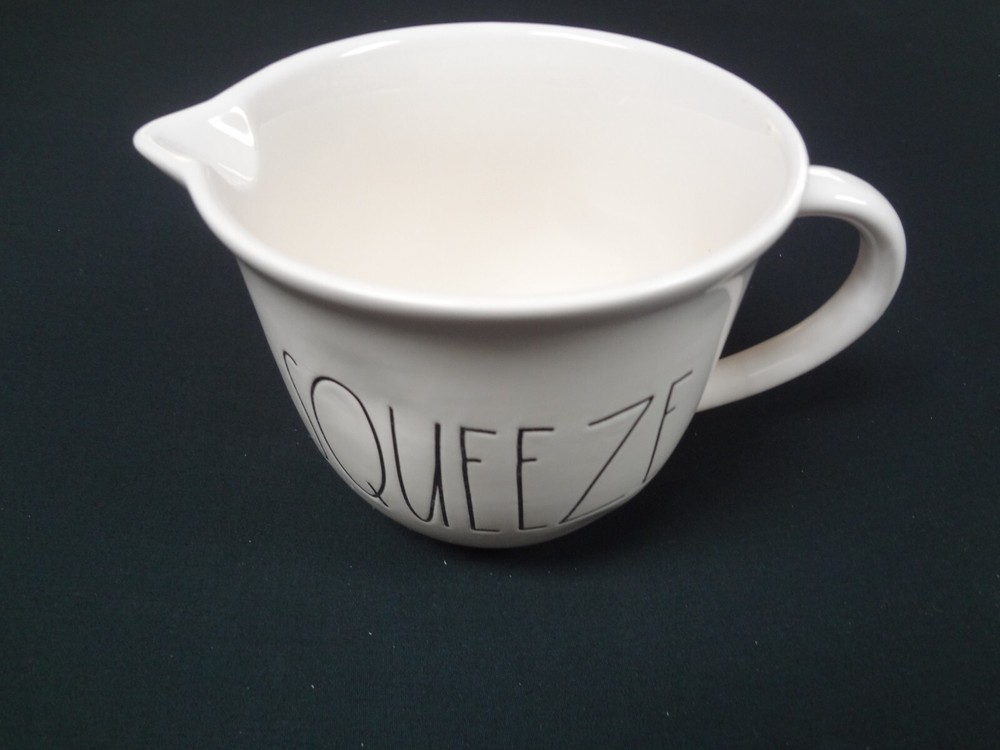 RAE DUNN SQUEEZE JUICE PITCHER MUG WITH SPOUT WHITE
