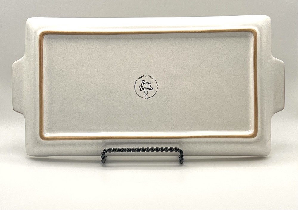 Nova Deruta Bird and Fruit Handled Rectangular Tray Made in Italy