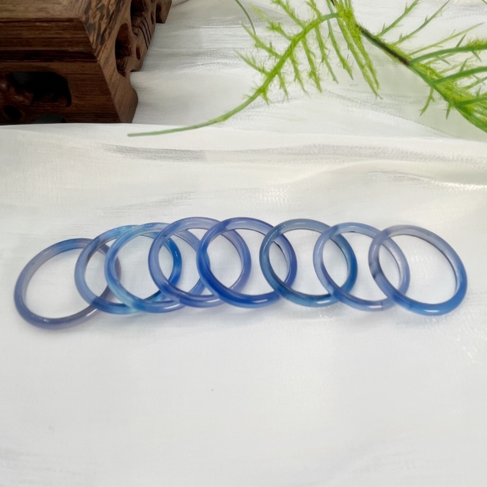 2mm blue agate solid band ring , gemstone ring stacking ring