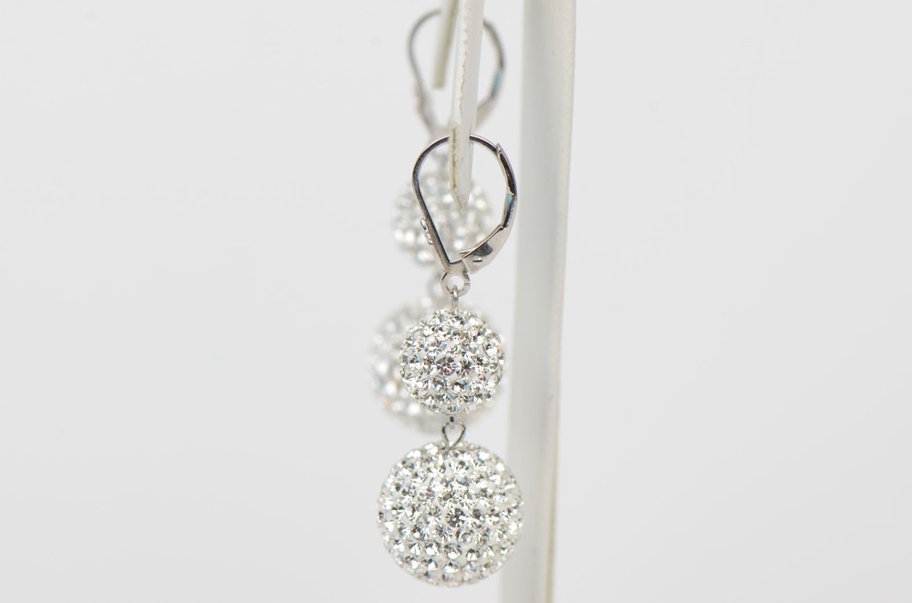 Genuine Sterling Silver Sparkle Leverback Dangle Earrings