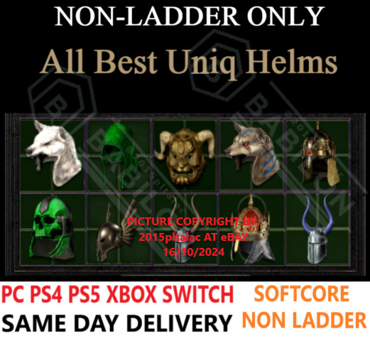 ✅PC PS4 PS5 XBOX SWITCH✅NON-LADDER All Uniq Helms DIABLO 2 RESURRECTED D2R ITEMS