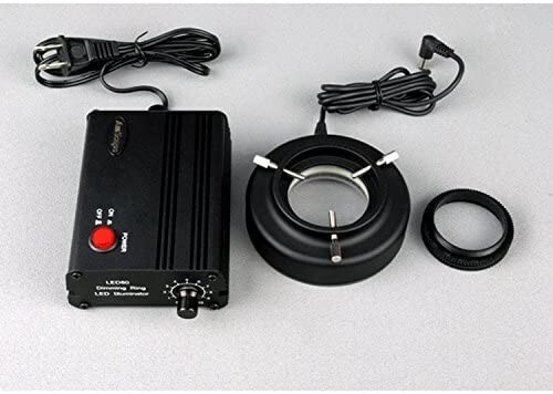 60-LED Microscope Ring Light with Solid Black Metal Dimmer Control Box