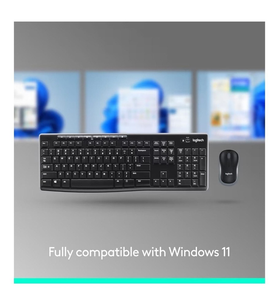 Logitech MK270 Wireless Keyboard & Mouse Combo, USB Receiver, Black