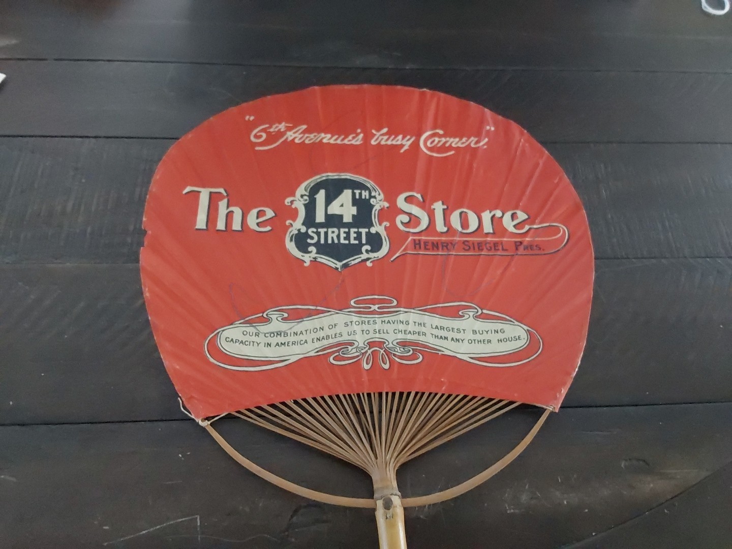 Henry Siegel 14th Street Store New York Advertising Hand Fan