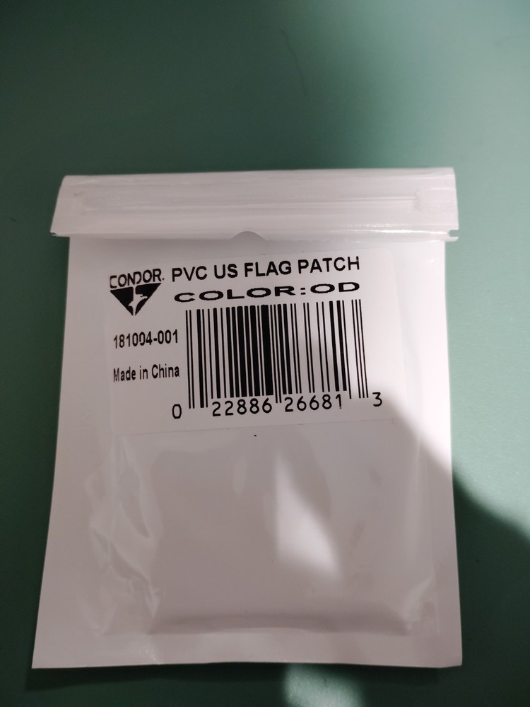 Condor US Vinyl Hook and Loop Morale Patch, New In Packaging