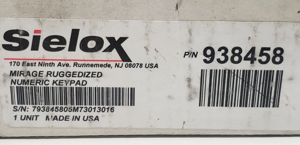 Sielox Rugged Numeric Keypad 938459-Mirage-Black-Security