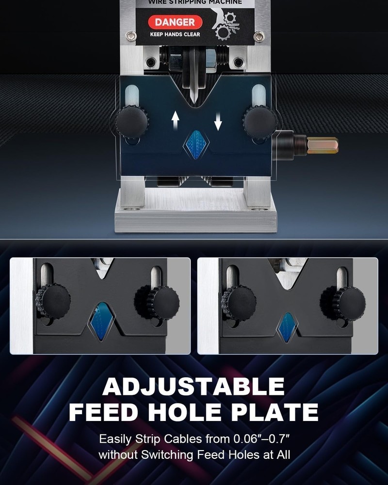 Drill Powered Wire Stripping Machine with Adjustable Blade and Portable Design