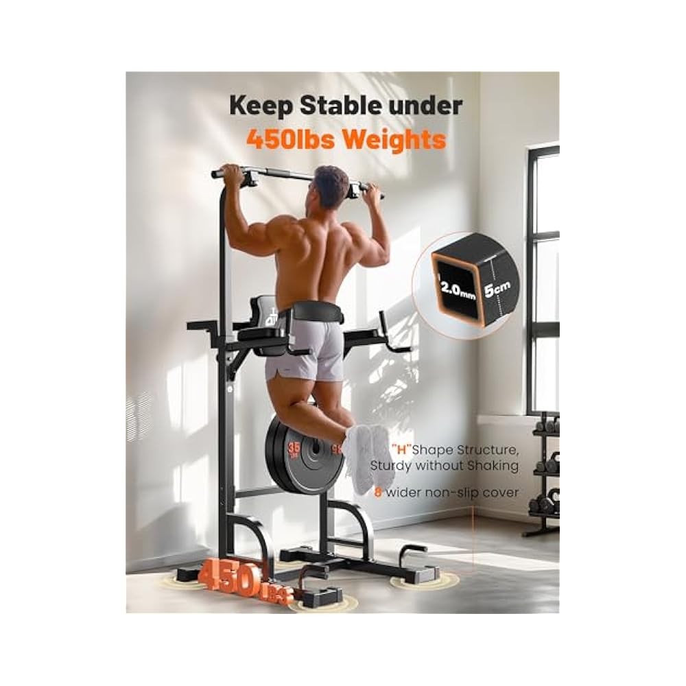 Non,Slip Pull Up Bar Station for 450LBS Weight Capacity, Dips, Pull Ups, and