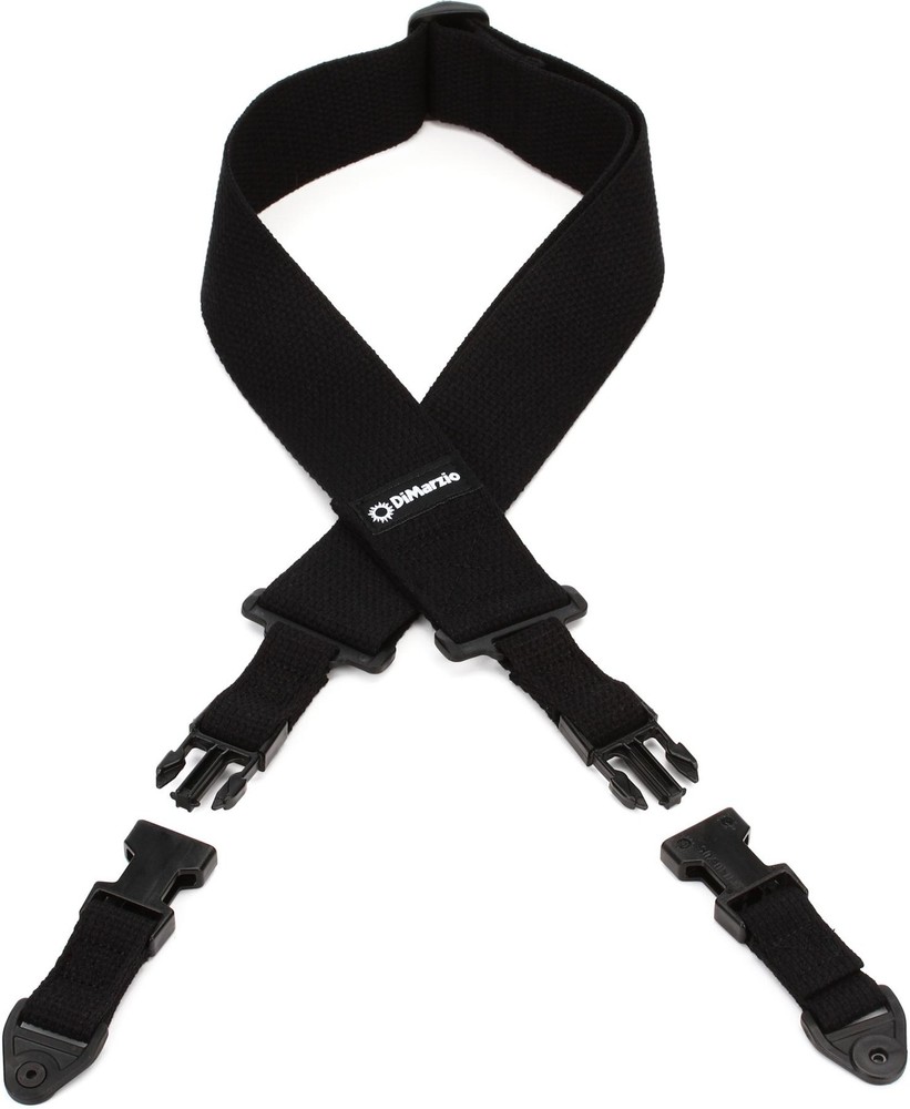 DiMarzio DD2200C Cotton ClipLock Guitar Strap - Black (2-pack) Bundle