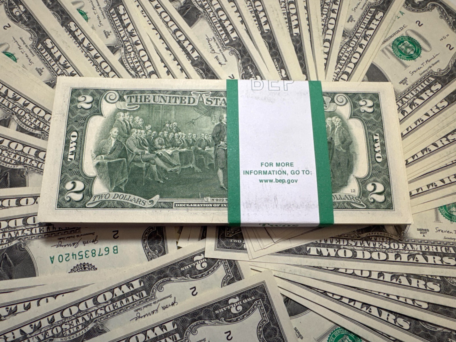 🇺🇸 Pack of 5 NEW UNC $2 Bills 2017 A Consecutive Serials Two Dollar REAL CASH