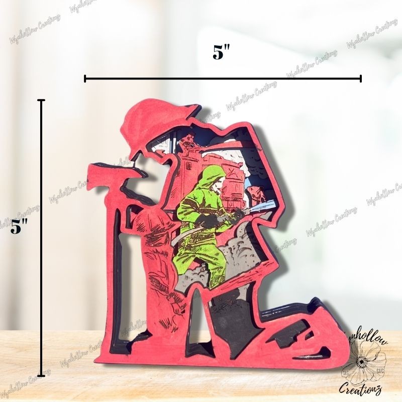 Kneeling Firefighter Wood Layer