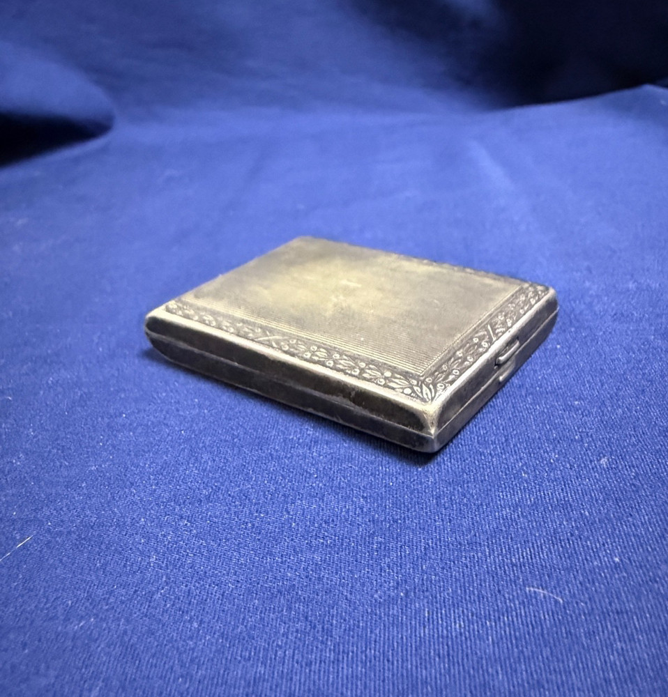 Art Deco Solid Silver Cigarette / Calling Card Case – Engine Turned Floral