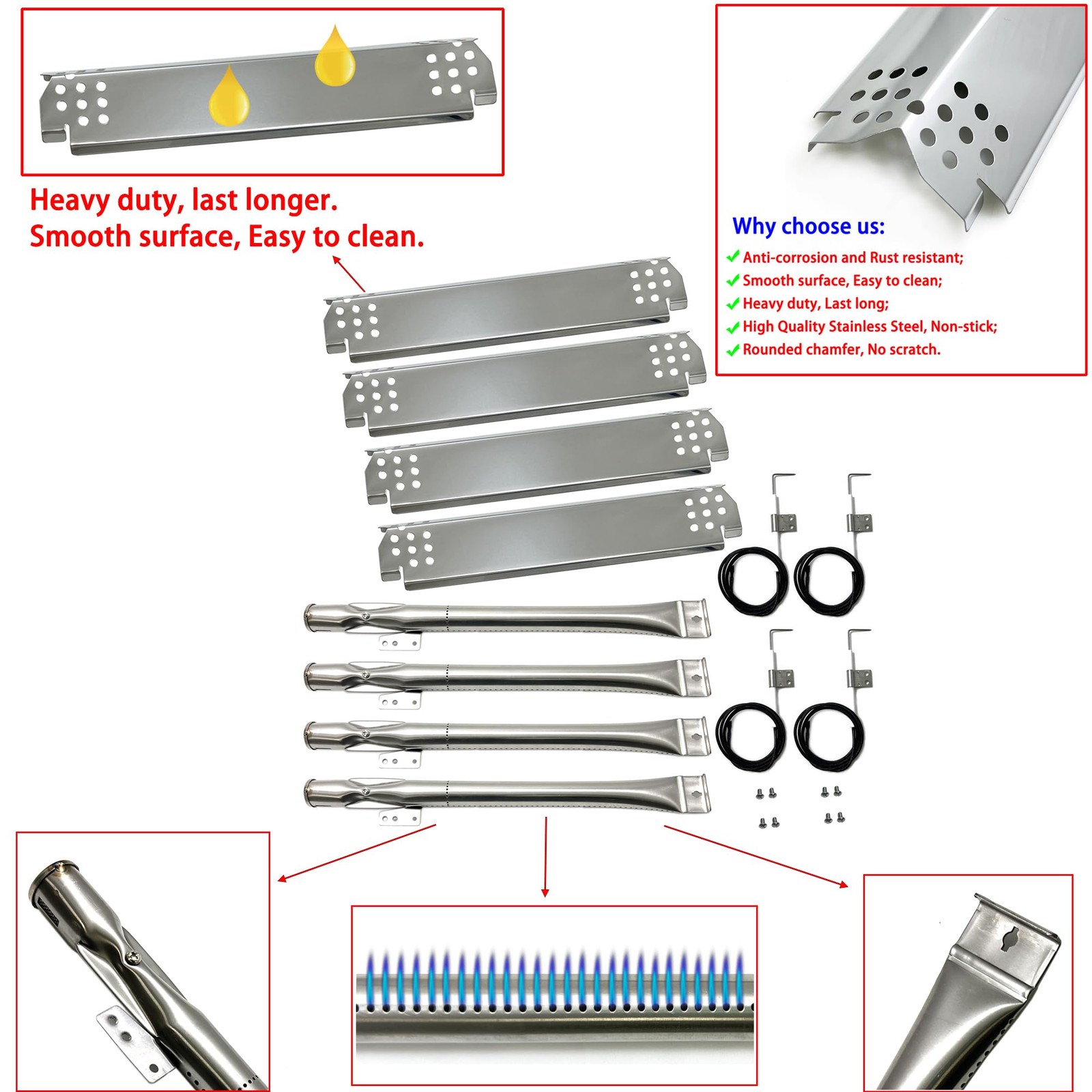 Grill Replacement Parts for Home Depot Nexgrill 720-0888, 720-0830H, 720-0830X