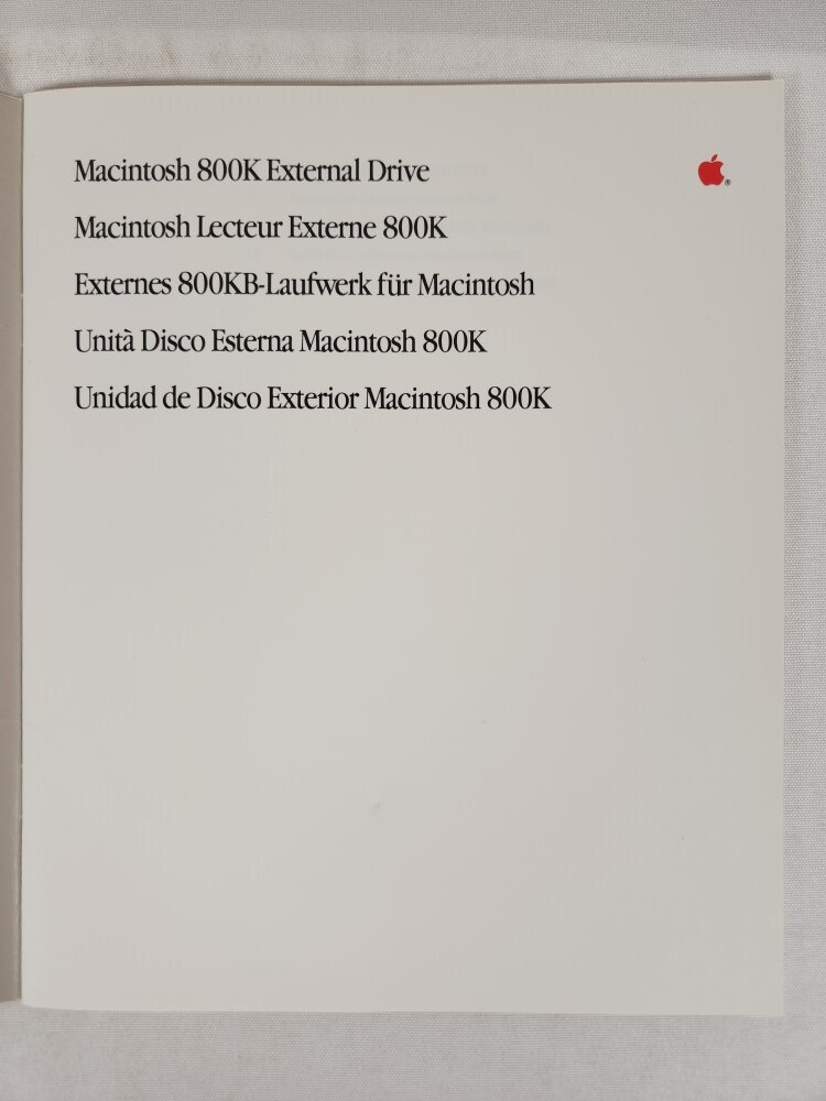 Apple Computer Macintosh 800K External Drive 1985 Manual ~ Vintage Computing