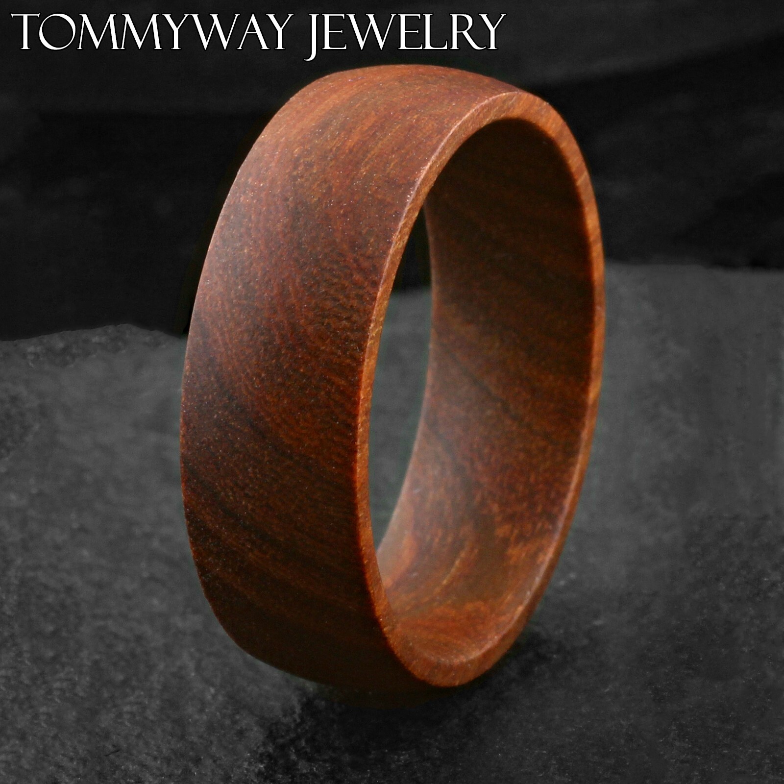 Gorgeous Hawaiian Koa Wood Domed Wedding Band Ring 6mm or 8mm