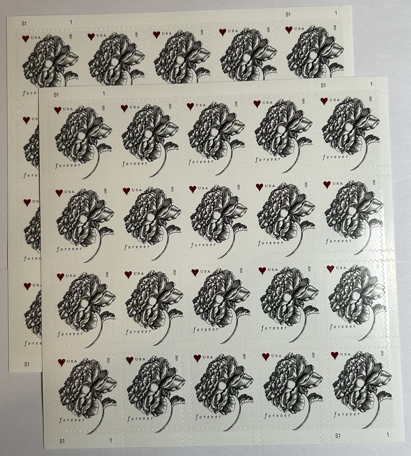 40 Vintage Rose Stamps, Forever, OOP, Scott 4959, FREE SHIPPING, Wedding