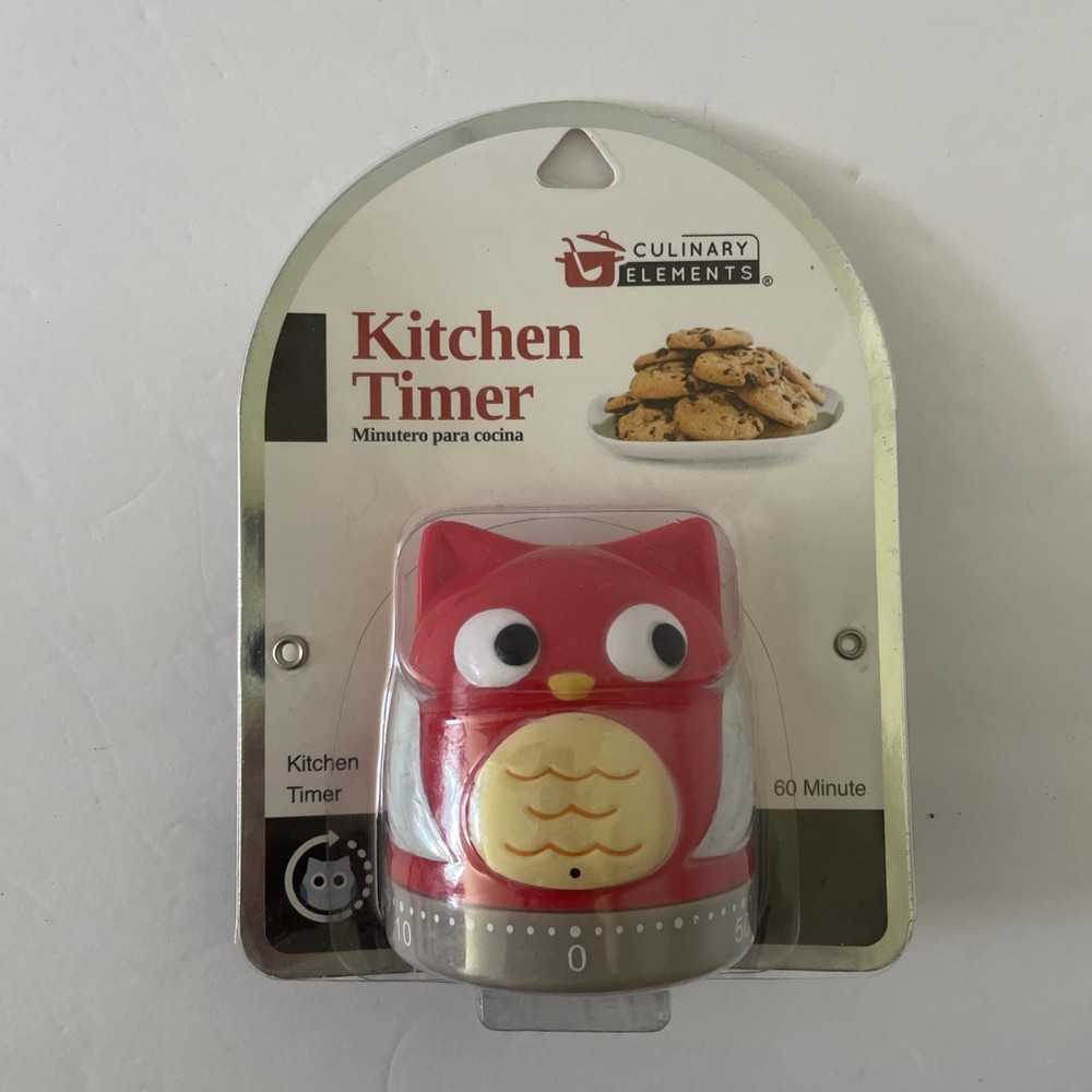 Culinary Elements Red Owl Bird 60 Minute Kitchen Timer NEW