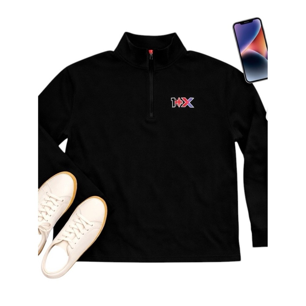 IOX Black Quarter Zip Pullover Mens Medium Athletic Minimal Logo Top EUC Gym Pro